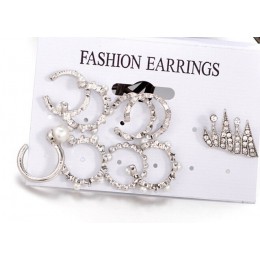 9 sztuk/zestaw Punk symulowane perły kryształowe klipsy dla kobiet czeski srebrny kolor Ear Cuff Brincos moda geometria biżuteri