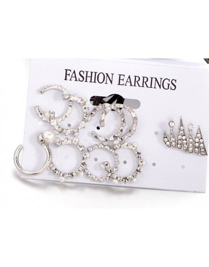 9 sztuk/zestaw Punk symulowane perły kryształowe klipsy dla kobiet czeski srebrny kolor Ear Cuff Brincos moda geometria biżuteri