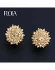 FLOLA moda kobiety klipsy bez Piercing okrągły złoty klip na kolczyki dla kobiet kryształ klip uszy dżetów ersh14