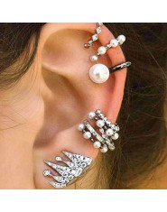 9 sztuk Boho ucha mankiet Brincos symulowane Pearl ucha klipsy zestaw kobiet oświadczenie czechy kryształ Ear Cartilag kolczyki 