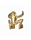 Modna stylowa biżuteria damska zabawne pozłacane nausznice oryginalne złote kolczyki w kształcie żabki