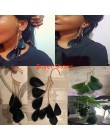 1 PC Boho zielone liście z piór długie frędzle spinki do mankietów na kolczyki bez Piercing kobiety Ear Cuff moda Unqiue indie b