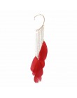 1 PC Boho zielone liście z piór długie frędzle spinki do mankietów na kolczyki bez Piercing kobiety Ear Cuff moda Unqiue indie b