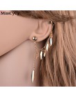 MissCyCy kolczyki w kolorze złota dla kobiet czechy biżuteria 2016 Fashion Alloy liście Tassel Ear Cuff klipsy z indii