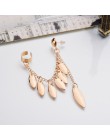 MissCyCy kolczyki w kolorze złota dla kobiet czechy biżuteria 2016 Fashion Alloy liście Tassel Ear Cuff klipsy z indii