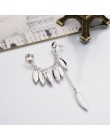 MissCyCy kolczyki w kolorze złota dla kobiet czechy biżuteria 2016 Fashion Alloy liście Tassel Ear Cuff klipsy z indii