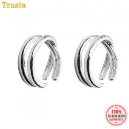 Trusta 2 sztuk 100% 925 Sterling srebrny klip na kolczyki Ear Cuff dla kobiety dziewczyna pani bez Piercing kolczyk biżuteria DS