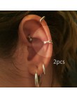 Trusta 2 sztuk 100% 925 Sterling srebrny klip na kolczyki Ear Cuff dla kobiety dziewczyna pani bez Piercing kolczyk biżuteria DS
