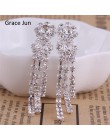 Grace Jun New Arrival Rhinestone kryształowe Tassel klip na kolczyki nie przebite dla dziewczyna Party nie muszka do uszu kolczy