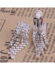 Grace Jun New Arrival Rhinestone kryształowe Tassel klip na kolczyki nie przebite dla dziewczyna Party nie muszka do uszu kolczy