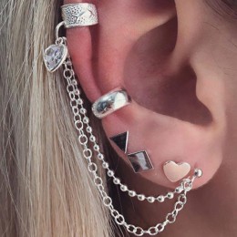 Mossovy kotwica Silver Tassel kolczyki dla kobiety Ear Cuff biżuteria klip Earless Hole kolczyki dla kobiet Boucle D'oreille Fem