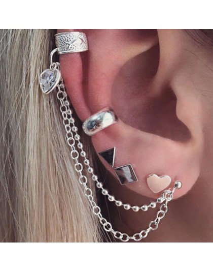 Mossovy kotwica Silver Tassel kolczyki dla kobiety Ear Cuff biżuteria klip Earless Hole kolczyki dla kobiet Boucle D'oreille Fem