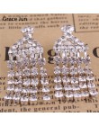 Grace Jun New Arrival Rhinestone kryształowe Tassel klip na kolczyki nie przebite dla dziewczyna Party nie muszka do uszu kolczy