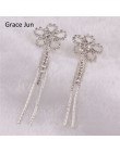 Grace Jun New Arrival Rhinestone kryształowe Tassel klip na kolczyki nie przebite dla dziewczyna Party nie muszka do uszu kolczy