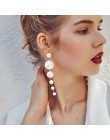 Trendy przesadzone Big symulowane Pearl długi dynda klip na kolczyki bez Piercing dla kobiet Wedding Party ucha klipy prezent