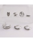 8 sztuk/zestaw Boho kobiety Punk Kolczyki liść Earcuff Hamsa ucha klipsy bez Piercing w stylu Vintage Kolczyki metalowe Boucle D