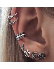 8 sztuk/zestaw Boho kobiety Punk Kolczyki liść Earcuff Hamsa ucha klipsy bez Piercing w stylu Vintage Kolczyki metalowe Boucle D