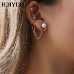 H: HYDE Punk Mujer Brincos imitacja perły łańcuch długi kutas Ear Cuff klipsy dla kobiet biżuteria Boucles Pendientes Bijoux