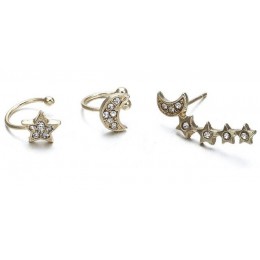 E0501 moda księżyc gwiazda w kształcie klipsy dla kobiet złoty/srebrny kolor śliczne damskie uszu klip do kości biżuteria Hot sp