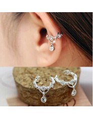 Kobiet Ear Cuff Wrap Rhinestone kryształ klip na kolczyk biżuteria srebrny jeden krople wody