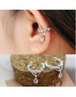 Kobiet Ear Cuff Wrap Rhinestone kryształ klip na kolczyk biżuteria srebrny jeden krople wody