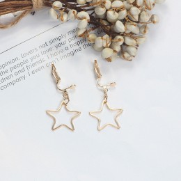 Osobowość mody pusta gwiazda okrągły trójkąt złoty kolor srebrny klipsy dla kobiet dziewczyna bez otworu na ucho biżuteria preze
