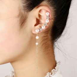 Osobowość kobiety moda symulowane pearl tassel ze stopu klipsy śliczne styl dziewczyny kryształowy płatek śniegu kości ucha naus