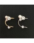 SHUANGR elegancki cyrkonia kryształowa nausznica kobiet klipsy dla kobiet Brincos symulowane Pearl biżuteria boucle d'oreille