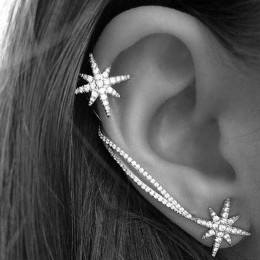 Infery 2019 luksusowe moda kryształ gwiazda kolczyki Ear Cuff klip na kolczyki Wrap dla kobiet dziewczyn Ear Piercing biżuteria 