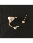 SHUANGR elegancki cyrkonia kryształowa nausznica kobiet klipsy dla kobiet Brincos symulowane Pearl biżuteria boucle d'oreille