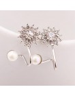 2018 nowy kryształowa nausznica klip perła płatek śniegu kwiat Clip-on kolczyki dla kobiet kolczyki Earcuff biżuteria Brincos