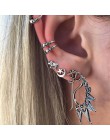 Gorąca sprzedaż Orecchini 7 sztuk czeski Steampunk zestaw kolczyków antyczne sowa liść klipsy Ear Cuff dla kobiet chrząstki kolc