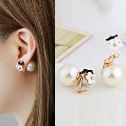 JIOFREE moda symulowane pearl mały kwiat kształt klip na kolczyki bez kolczyki dla kobiet Party luksusowe biżuteria ucha klip