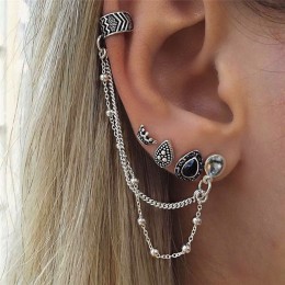 Gorąca sprzedaż Orecchini 7 sztuk czeski Steampunk zestaw kolczyków antyczne sowa liść klipsy Ear Cuff dla kobiet chrząstki kolc