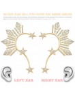 Piękny złoty gwiazda ucha klip na kolczyki dla kobiet akcesoria kryształ Rhinestone gwiazdy duże ucho nausznica modna biżuteria 