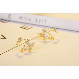 3 kolor nowy modny srebrny kryształ kolczyk motyl projekt ucha klip dla kobiet srebro biżuteria złoty kolor różowe złoto kolor