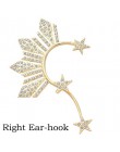 Piękny złoty gwiazda ucha klip na kolczyki dla kobiet akcesoria kryształ Rhinestone gwiazdy duże ucho nausznica modna biżuteria 