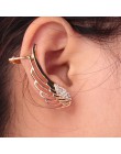 SHUANGR moda wysokiej jakości 1 Pc lato plaża Punk Rhinestone klipsy anioł skrzydło złoty kolczyk Ear Cuff dla kobiet biżuteria