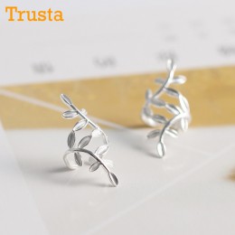 Trusta 100% 925 Sterling Silver Hollow oddział Ear spinki do mankietów na kolczyki dla kobiet dziewczyna bez Piercing kolczyki b