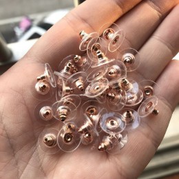 50 sztuk DIY Craft akcesoria Silicon Stud kolczyk powrót korki Ear Post Nuts komponenty do biżuterii złoto i srebro