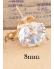 10 sztuk złoto srebro kolor 6/8/10mm cyrkon kryształ Ear Stud ustalenia z otworem ucha spadek kobiety dziewczyna Diy kolczyki Br