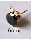 10 sztuk złoto srebro kolor 6/8/10mm cyrkon kryształ Ear Stud ustalenia z otworem ucha spadek kobiety dziewczyna Diy kolczyki Br