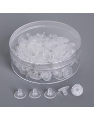 100 sztuk/partia DIY kolczyki akcesoria guma powrót silikonowe okrągłe zatyczki do uszu zablokowane plastikowe kolczyk powrót ko