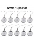10 sztuk Fit 12/16/18/20/25mm szkło Cameo Cabochon kolczyk okrągły wisiorek ucha baza taca Bezel puste ustawienie Making Diy ust