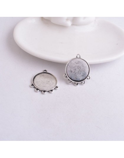 30 sztuk antyczne srebro brąz kolczyki złącza 14mm 18mm 20mm Cabochon baza kolczyki okrągłe wiszące ucho DIY komunikat biżuteria