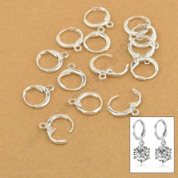 Giemi hurtownie oryginalne 925 Sterling Silver Hoop dźwignia powrót ucha DIY spadek kolczyk 50 sztuk/partia 13 MM akcesoria do r