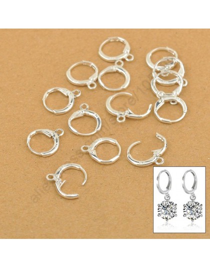 Giemi hurtownie oryginalne 925 Sterling Silver Hoop dźwignia powrót ucha DIY spadek kolczyk 50 sztuk/partia 13 MM akcesoria do r