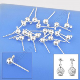 JEXXI 100 sztuk Lot hurtownie 925 grzywny biżuteria ustalenia prawdziwe czysta 925 Sterling Silver stadniny kolczyk Ear Pin 3 MM