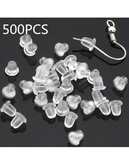 500 sztuk kolczyki biżuteria akcesoria kula plastikowe zatyczki do uszu zablokowane kolczyk powrót Diy 4mm x 5mm ocena biżuteria
