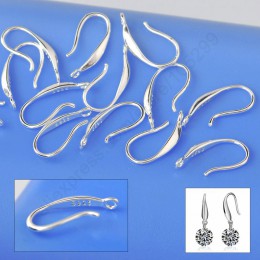 JEXXI hurtownie 50 sztuk ocena biżuteria oryginalna solidna 925 Sterling Silver kolczyk gładki Hook Ear do projektowania DIY kry